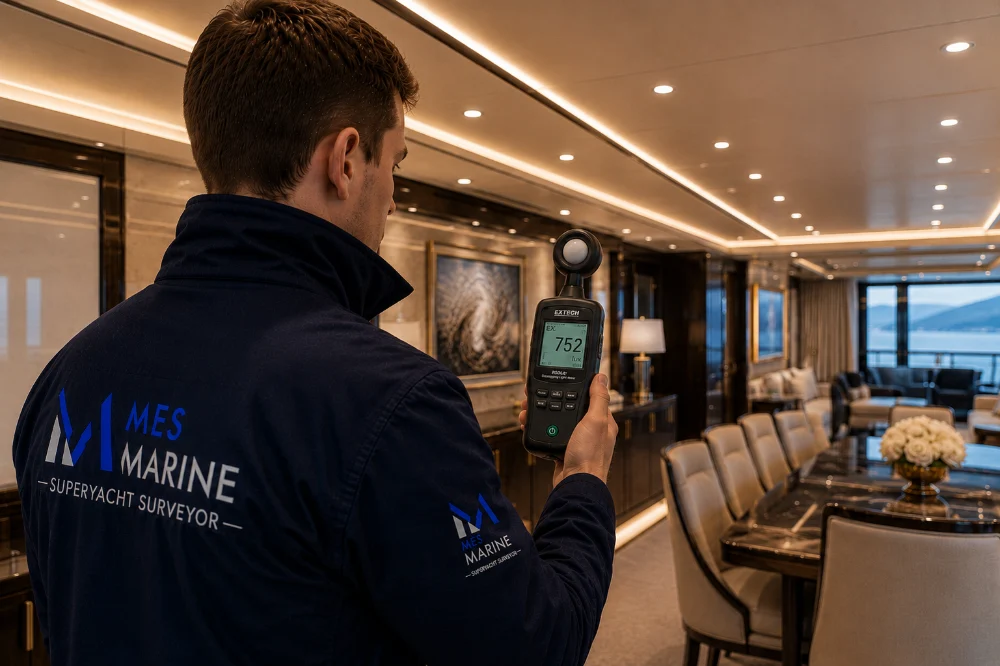 Yacht lighting and lux level survey measurement